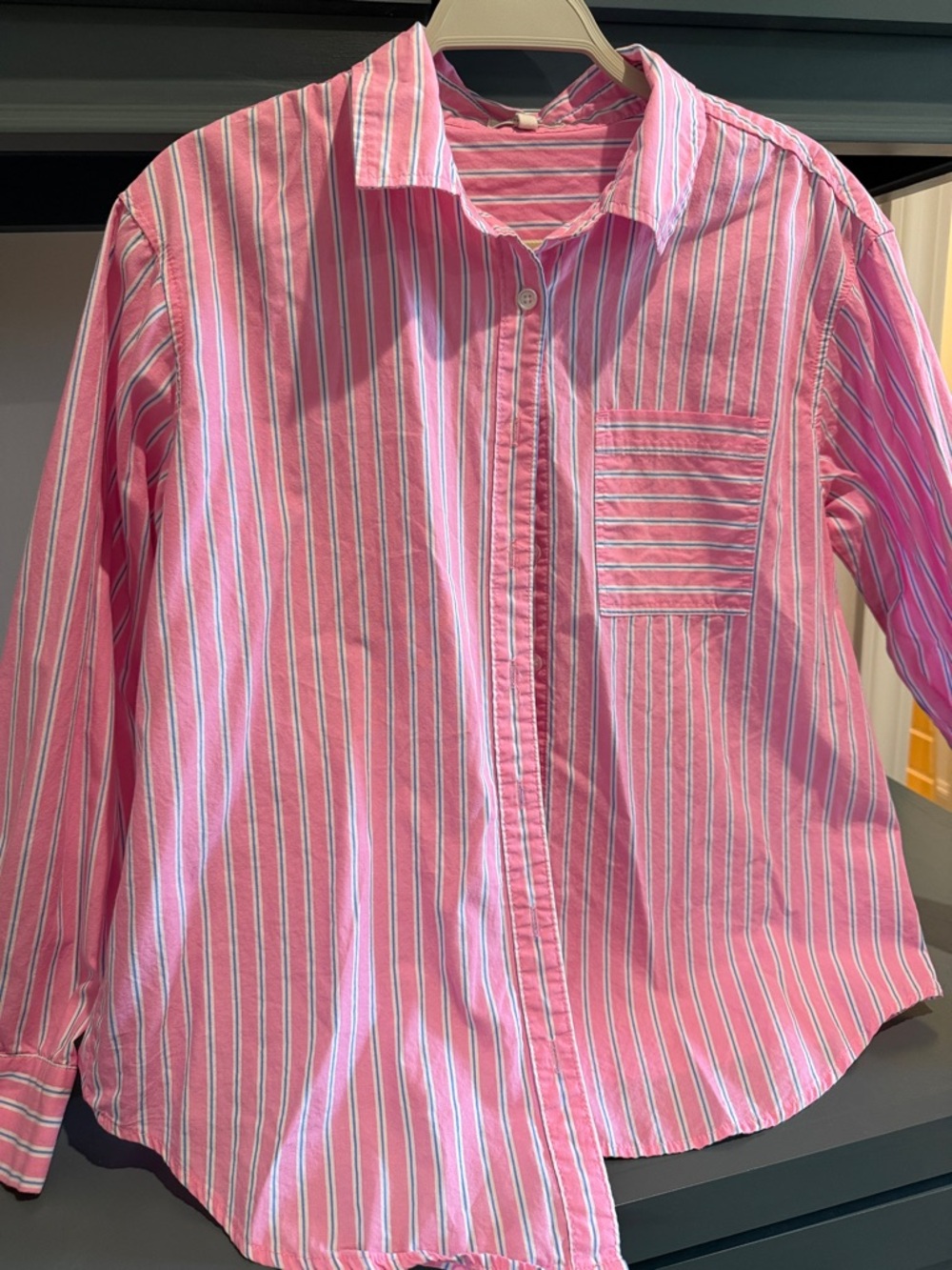 Maurices Pink and White Striped Button-Down Shirt